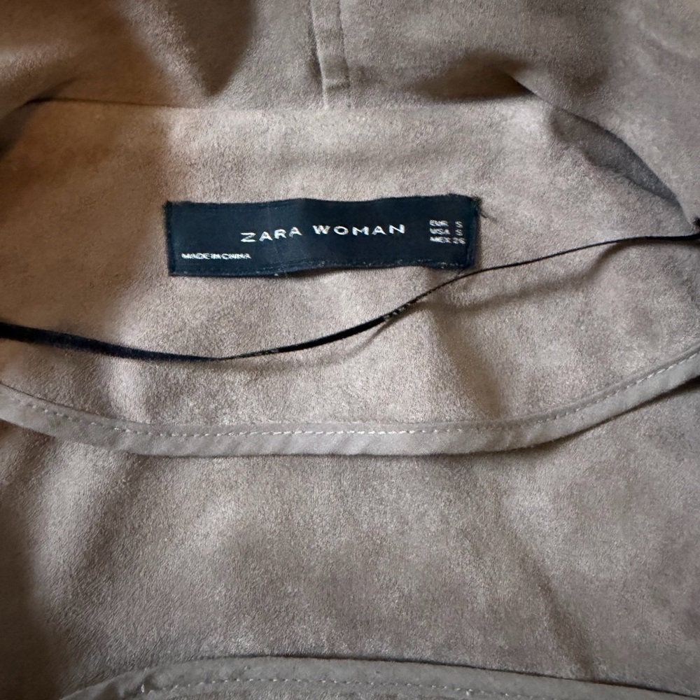 Zara Woman brown/taupe faux suede cowl neck motto